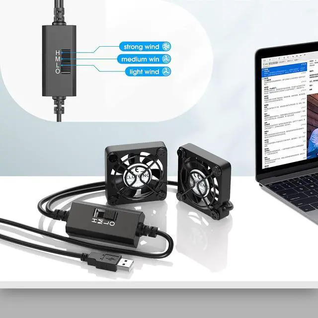 Alt view image 5 of 7 - ELUTENG Dual 40mm USB Fan with 3 Speeds Adjustable 5V PC Fan Max 5500RPM 40mm * 40mm * 25mm Mini Case Fan Quiet Computer Fan Compatible for PC, TV Box, Router, Xbox, PlayStation