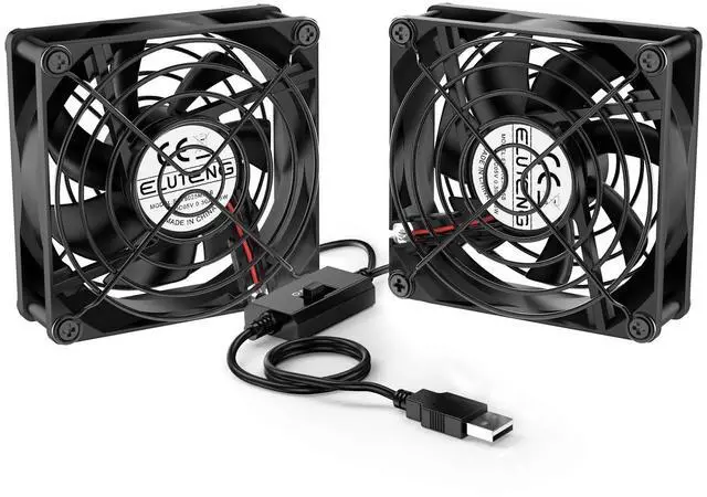 Main image of ELUTENG Dual USB Fan 80mm, 3 Speed Adjustable USB Ventilator with 2750RPM 5V Fan for Computer/Laptop/Router/TV Cabinet/DVR/Xbox/Game Console Cooling