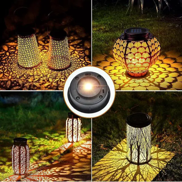 Alt view image 7 of 7 - ELUTENG Solar Light Replacement Top 4 Pack (Top Size 2.76 inch, Bottom Size 2.42 inch) LED Solar Lantern Light Lids Outdoor Waterproof Replacement Solar Light Tops Warm White LED