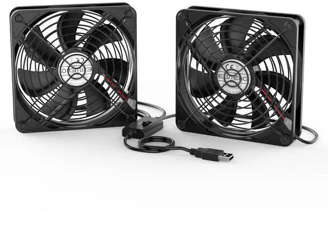 Main image of ELUTENG Dual 120mm USB Fan with 3 Speeds 5V Ventilator Fan Portable Cooling Fan Rechargeable Compatible for Laptop Receiver DVR Playstation Xbox Desk Computer Cabinet Cooling