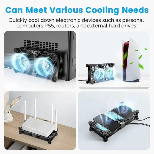 Alt view image 5 of 7 - ELUTENG Dual USB Computer Cooling Fan High Speed 120mm Fan Adjustable 5V USB Port Heatsink Cooling Fan 12cm for Laptop Receiver DVR PlayStation Xbox Desk Computer Cabinet Cooling