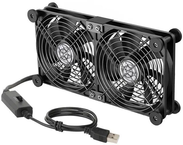 Main image of ELUTENG Dual AC USB Computer Fan 140mm USB Fans for Cooling 3 Speed Control 12V Computer Fan with AC Plug for Laptop Receiver DVR PlayStation Xbox Desk Computer Cabinet Cooling