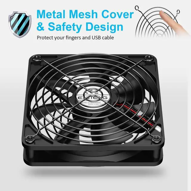 Alt view image 6 of 7 - ELUTENG Dual 120mm USB Fan with 3 Speeds 5V Ventilator Fan Portable Cooling Fan Rechargeable Compatible for Laptop Receiver DVR Playstation Xbox Desk Computer Cabinet Cooling