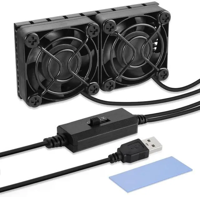 Main image of ELUTENG Computer Fan USB 40mm Dual Row 2 in 1 USB PC Fans with 3 Adjustable Speeds 6500RPM Electronics USB Cooling Fan with Black Metal Grid for Laptop TV Box Xbox AV Cabinet PS5 Router Projector