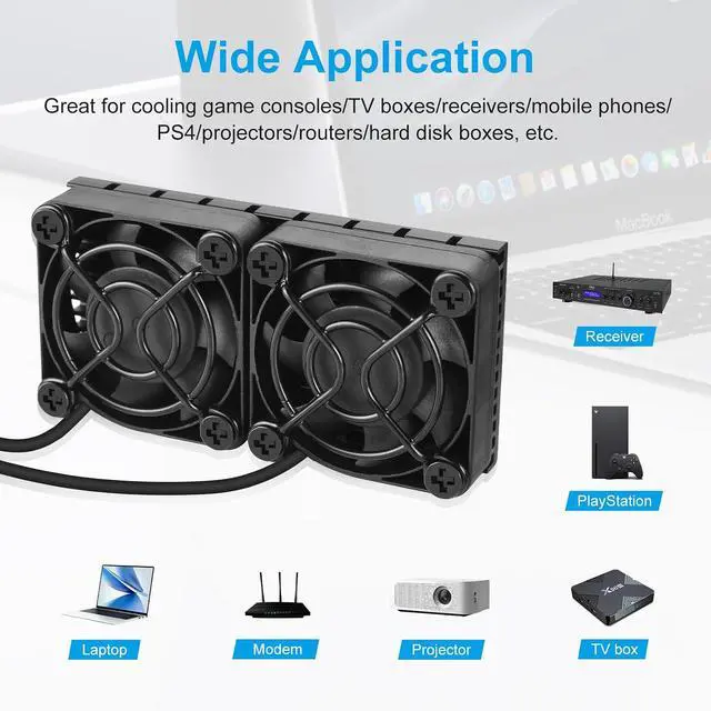 Alt view image 7 of 7 - ELUTENG Computer Fan USB 40mm Dual Row 2 in 1 USB PC Fans with 3 Adjustable Speeds 6500RPM Electronics USB Cooling Fan with Black Metal Grid for Laptop TV Box Xbox AV Cabinet PS5 Router Projector