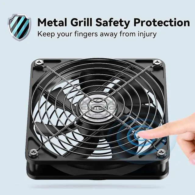 Alt view image 6 of 7 - ELUTENG 120mm USB Computer Fan, 5V PC Cooling Fan with 3 Adjustable Speeds & DC to USB Adapter, Metal Grill Fan for Laptop, PS5/PS4, TV Box, Router, AV Cabinet & Projector, Black