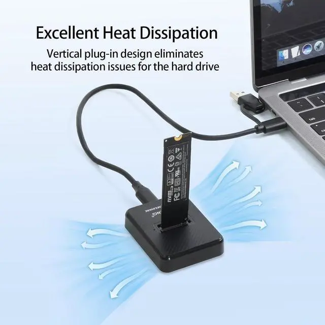Alt view image 4 of 7 - ELUTENG M.2 NVMe SSD Docking Station, 10Gbps USB-C & USB-A PCIe SSD Reader, 2-in-1 Cable, B+M Key Compatible, Fits 2230/2242/2260/2280 SSD, No SATA/mSATA Support, Black