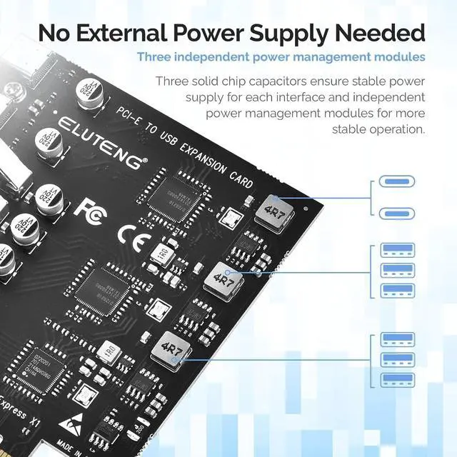 Alt view image 5 of 7 - ELUTENG PCIE USB 3.0 Card PCI Express to USB Expansion Card 8 Ports with PCIE USB 3.0 Card 7 Ports PCI Express to USB Expansion Card