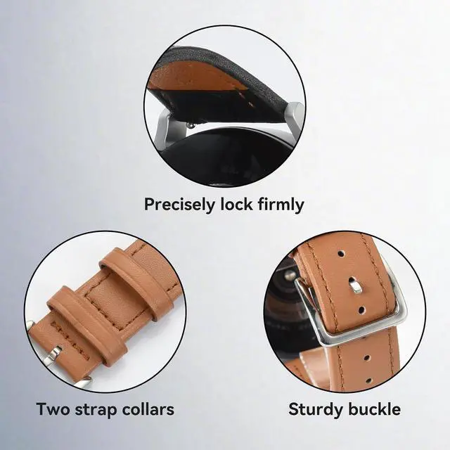 Alt view image 3 of 7 - ELUTENG 2 Pack Leather Bands Compatible with Samsung Galaxy Watch 7 6 5 4 40mm 44mm/Watch 6 4 Classic Band 42mm 46mm 43mm 47mm, 20mm Soft Adjustable Slim Leather Band for Samsung watch bands women