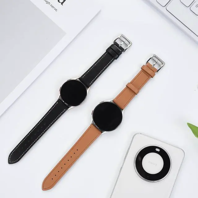 Alt view image 5 of 7 - ELUTENG 2 Pack Leather Bands Compatible with Samsung Galaxy Watch 7 6 5 4 40mm 44mm/Watch 6 4 Classic Band 42mm 46mm 43mm 47mm, 20mm Soft Adjustable Slim Leather Band for Samsung watch bands women
