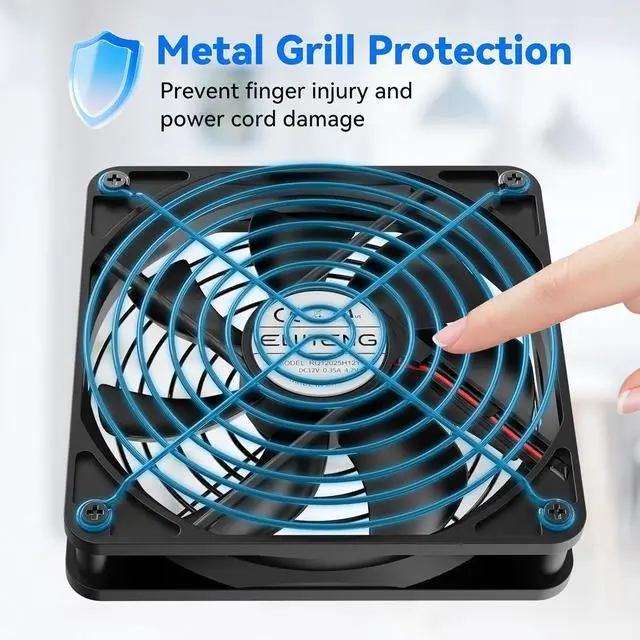 Alt view image 5 of 7 - ELUTENG USB Computer Cooling Fan with 7 Color RGB Lighting, 3 Speed Controller 1100/1300/1500 RPM Small Exhaust Fan High Airflow Cooling Fan for Router Modem Receiver DVR PlayStation Xbox TV Box