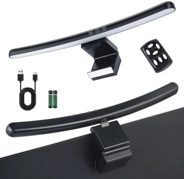 Main image of ELUTENG Curved Monitor Light Bar, Black, 27-34 Inch PC Screen Lamp 15 RGB | Foldable Dual Light Stepless Dimmable Brightness & Color Temperature, Anti-Glare Desk Lamp for Gaming Office Home