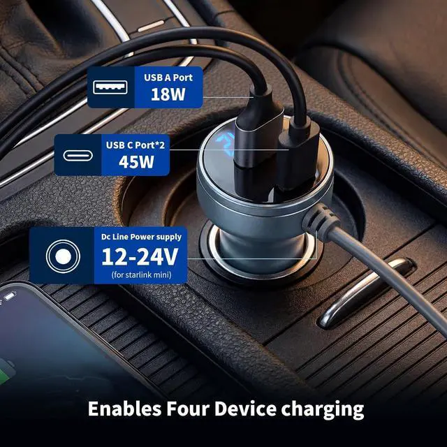 Alt view image 5 of 7 - ELUTENG Starlink Mini DC Power Cable 10FT/3M, 12V-24V Car Cigarette Lighter Adapter, 18AWG Waterproof DC Cord, Starlink Mini Replacement Accessories