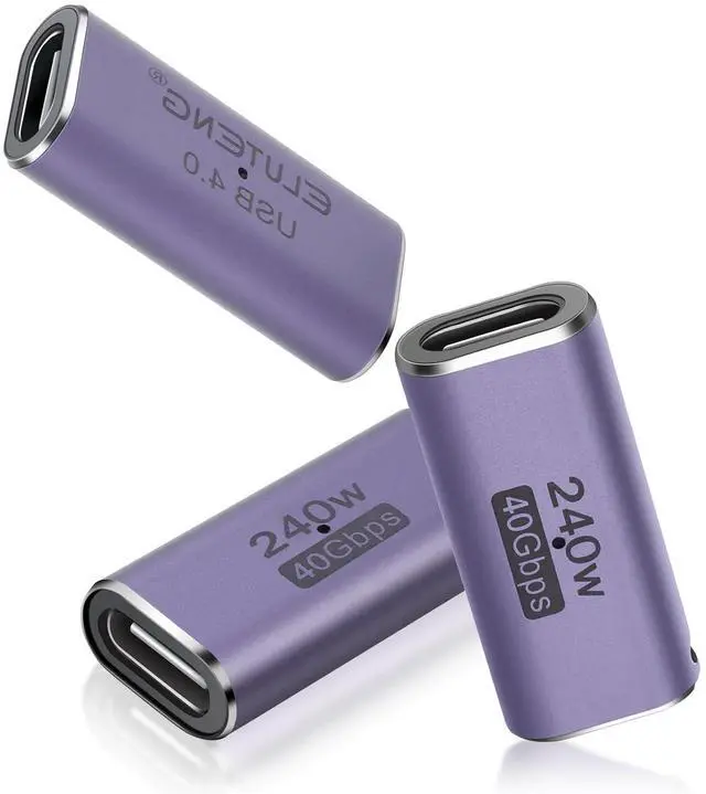 Main image of ELUTENG 3 Pack Coupler 240W USB C to USB C Connector Female to Female Adapter 40Gbps Type C Extender Adapter Video Display for TV PC Laptop Tablet Phone and More Devices