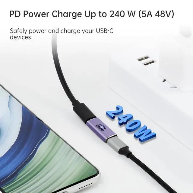 Alt view image 4 of 7 - ELUTENG 3 Pack Coupler 240W USB C to USB C Connector Female to Female Adapter 40Gbps Type C Extender Adapter Video Display for TV PC Laptop Tablet Phone and More Devices