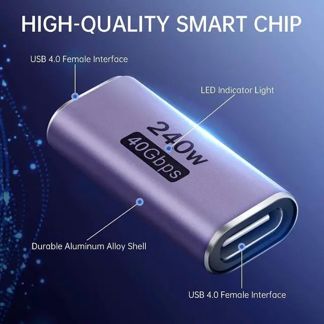 Alt view image 6 of 7 - ELUTENG 3 Pack Coupler 240W USB C to USB C Connector Female to Female Adapter 40Gbps Type C Extender Adapter Video Display for TV PC Laptop Tablet Phone and More Devices