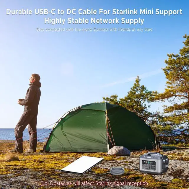 Alt view image 6 of 7 - ELUTENG Starlink Mini Power Cable 5ft Max 100W Input USB C to DC Cord Waterproof USB Type C to DC Cable 18AWG Starlink Mini Accessories Compatible with 65W PD & 28V PPS 20V Protocols 1.5M/5Ft