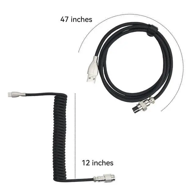 Alt view image 6 of 7 - ELUTENG Mix Coiled Keyboard Cable 8k 5ft USB C to USB A Detachable Aviator Coiled Cables 5-Pin Durable Braided 1.5m USB-C Spring Cord for Mechanical Gaming Keyboard, Laptop, Notebook, Desktop Setup