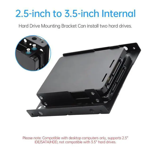 Alt view image 2 of 7 - 2 Pack Double-Deck SSD Mounting Bracket SSD Adapter 2.5" to 3.5" Hard Drive with SATA Cable and Power Splitter Cable Metal SSD HDD Holder Compatible with 2.5 to 3.5 Drive Bay