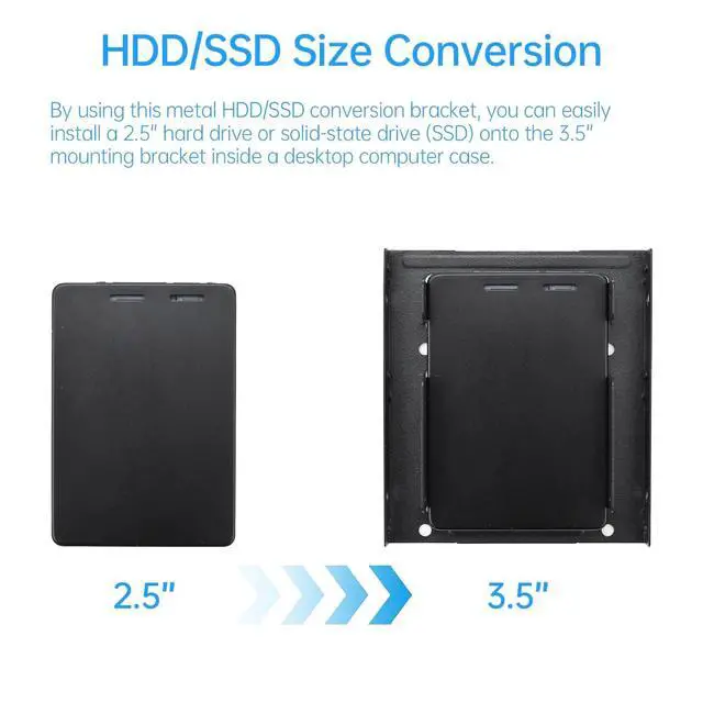 Alt view image 3 of 7 - 2 Pack Double-Deck SSD Mounting Bracket SSD Adapter 2.5" to 3.5" Hard Drive with SATA Cable and Power Splitter Cable Metal SSD HDD Holder Compatible with 2.5 to 3.5 Drive Bay