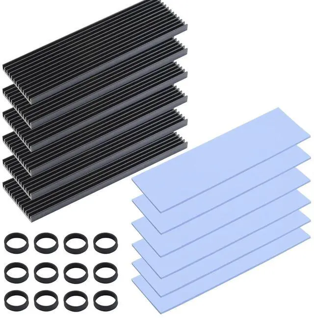 Main image of ELUTENG M.2 SSD Heatsink Copper 6Set, Silicone Pad 2280 Hard Drive Colling Fin with NVMe SSD Thermal Pad NVMe Disk Heat Speader with White Rubber Straps for PC / PS5 / M.2 PCIE/NVMe/M.2 SATA SSD