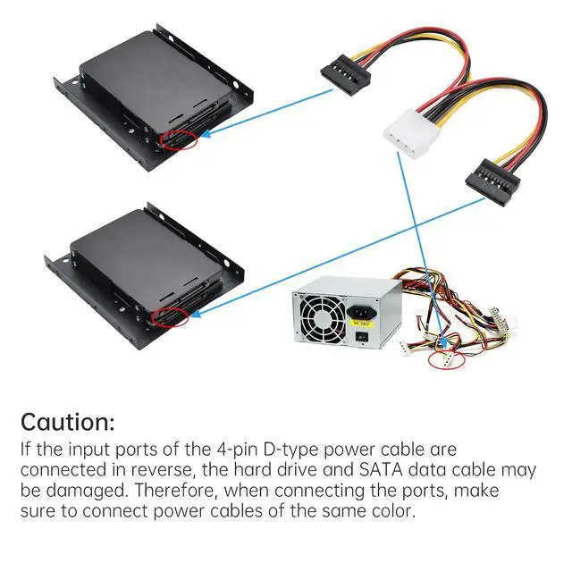 Alt view image 5 of 7 - 2 Pack Double-Deck SSD Mounting Bracket SSD Adapter 2.5" to 3.5" Hard Drive with SATA Cable and Power Splitter Cable Metal SSD HDD Holder Compatible with 2.5 to 3.5 Drive Bay