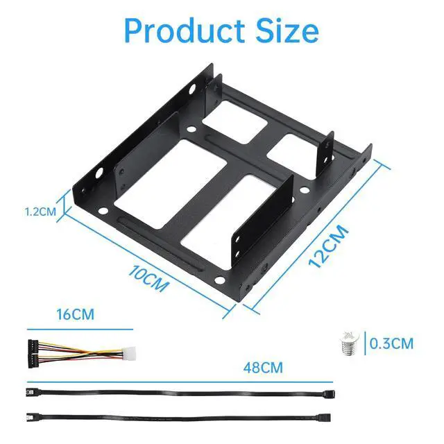 Alt view image 6 of 7 - 2 Pack Double-Deck SSD Mounting Bracket SSD Adapter 2.5" to 3.5" Hard Drive with SATA Cable and Power Splitter Cable Metal SSD HDD Holder Compatible with 2.5 to 3.5 Drive Bay