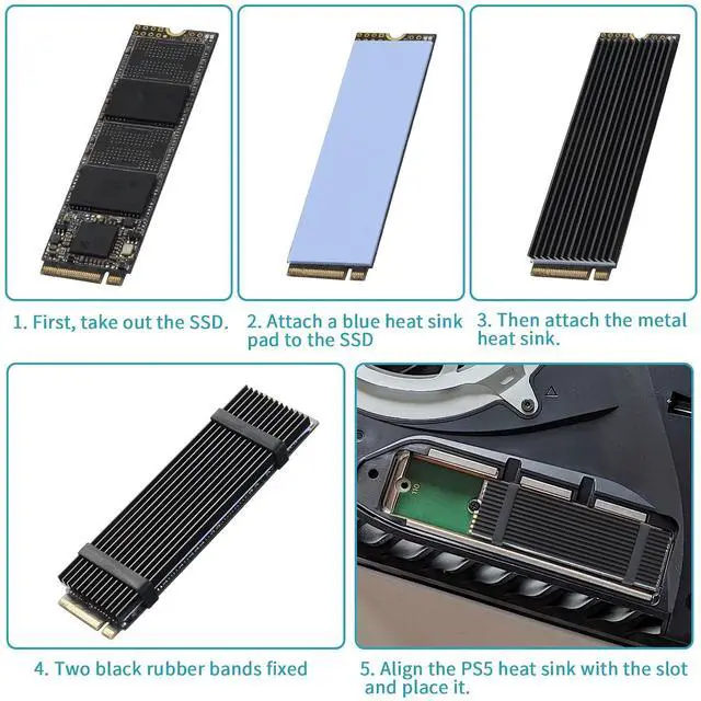 Alt view image 5 of 7 - ELUTENG M.2 SSD Heatsink Copper 6Set, Silicone Pad 2280 Hard Drive Colling Fin with NVMe SSD Thermal Pad NVMe Disk Heat Speader with White Rubber Straps for PC / PS5 / M.2 PCIE/NVMe/M.2 SATA SSD
