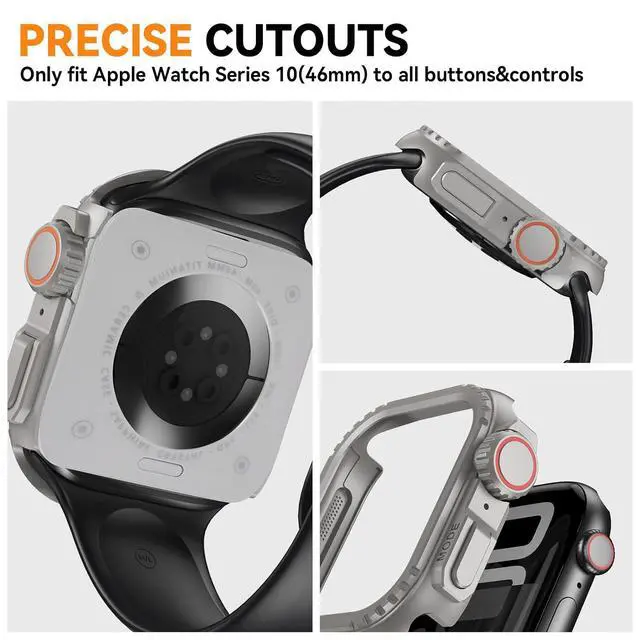 Alt view image 3 of 7 - ELUTENG Metal Case for Apple Watch Durable Full-Coverage Stainless Steel Case Stylish and Aesthetic Compatible with Apple Watch Series 10 46mm