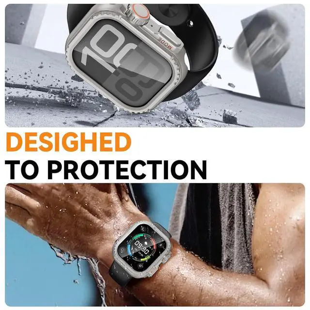Alt view image 5 of 7 - ELUTENG Metal Case for Apple Watch Durable Full-Coverage Stainless Steel Case Stylish and Aesthetic Compatible with Apple Watch Series 10 46mm