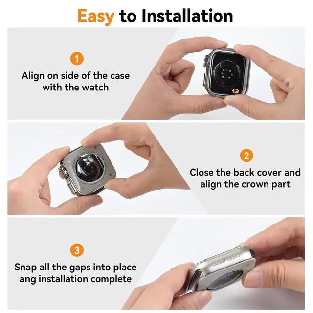 Alt view image 7 of 7 - ELUTENG Metal Case for Apple Watch Durable Full-Coverage Stainless Steel Case Stylish and Aesthetic Compatible with Apple Watch Series 10 46mm