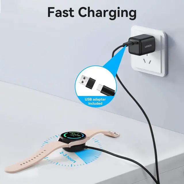 Alt view image 5 of 7 - ELUTENG Charger for Samsung Galaxy Watch 7 6 5 4 3.3FT/1M USB C Wireless Charging Cable Dock with USB Adapter Magnetic Charger Cable Cord for Galaxy Watch 6 Classic 5 Pro 4 Classic Ultra Active 2