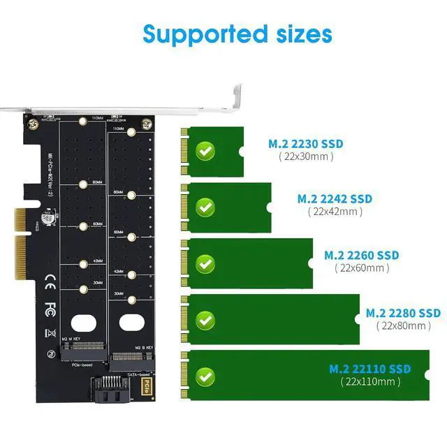 Alt view image 3 of 7 - ELUTENG Dual M.2 PCIE Adapter NVME/NGFF to PCIE X4 Expansion Card 32Gbps PCIE NVME SSD Adapter Compatible with B-Key/M-Key/B&M Key for 2230 2242 2260 2280 22110 SSD