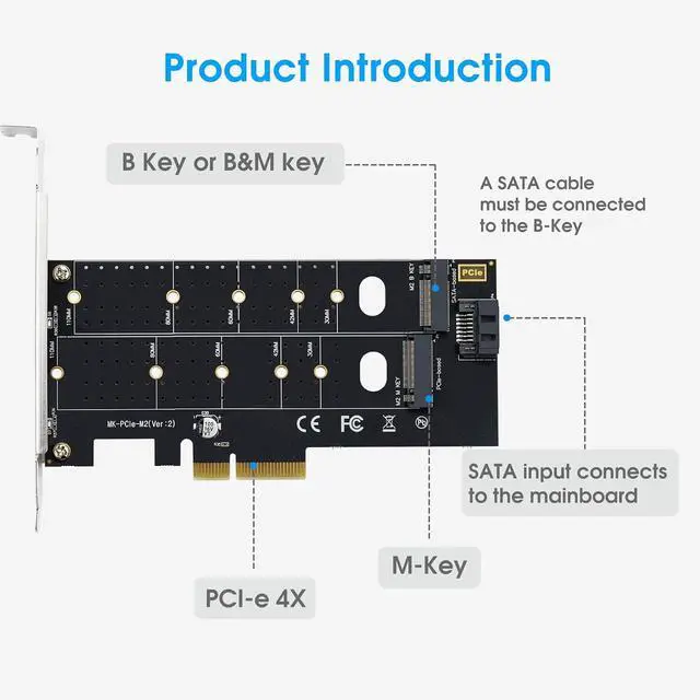 Alt view image 7 of 7 - ELUTENG Dual M.2 PCIE Adapter NVME/NGFF to PCIE X4 Expansion Card 32Gbps PCIE NVME SSD Adapter Compatible with B-Key/M-Key/B&M Key for 2230 2242 2260 2280 22110 SSD