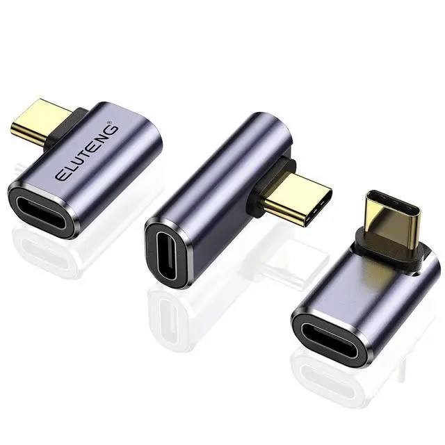 Alt view image 3 of 7 - ELUTENG USB C Female to Female Adapter 3 Pack USB Type C Coupler with 90 Degree USB C Adapter 3 Pack 100W Right Angle