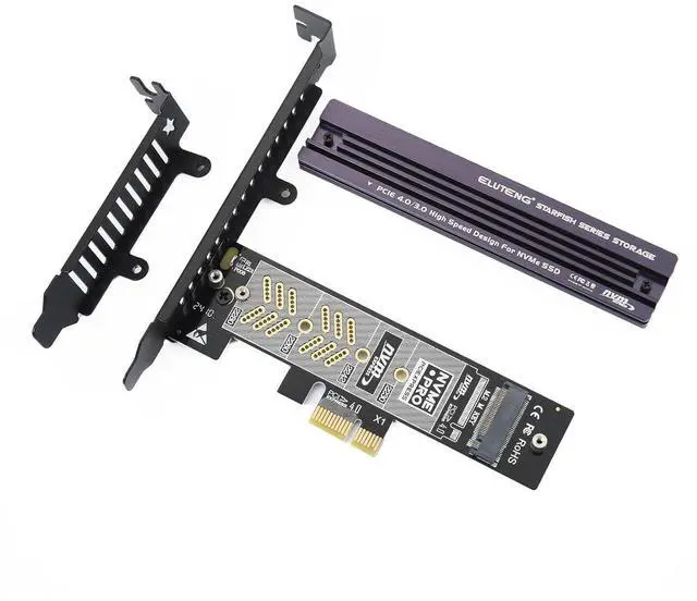 Main image of ELUTENG PCIe NVMe Adapter with Aluminum Heatsink M.2 PCIe Adapter Supports PCI-Express X1 X4 X8 X16 Slots NVMe PCIe Card Low Profile Bracket Max 4TB Support 2230 2242 2260 2280 SSD