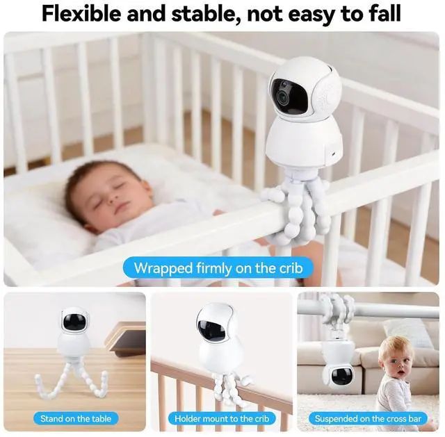Alt view image 3 of 7 - ELUTENG Universal Baby Monitor Holder, Adjustable Baby Camera Mount Stand for Most Baby Monitors, Nursery Shelf for Baby Bed & Crib Borders