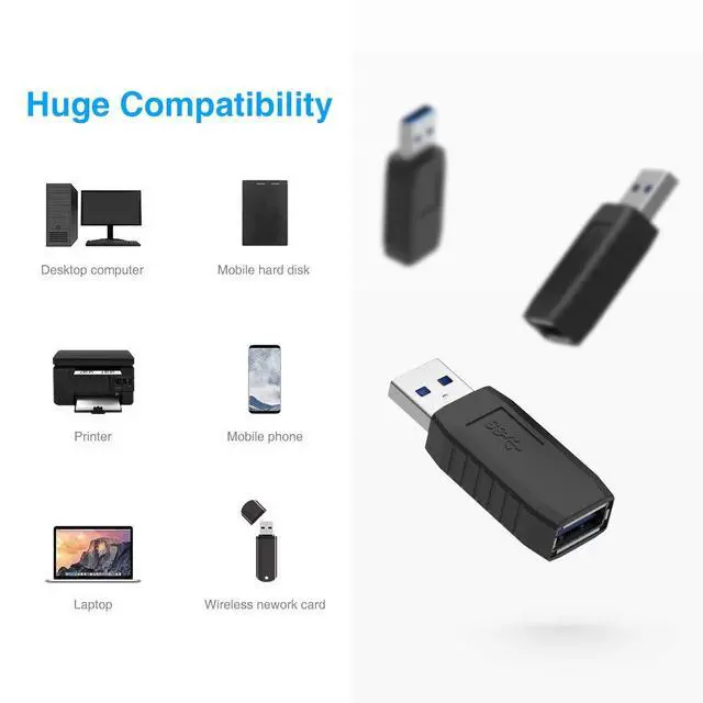 Alt view image 5 of 7 - ELUTENG USB Coupler Male to Female 4Packs USB 3.0 Type A Adapter Superspeed 5Gbps USB Port Extension Connector Bridge Compatible with Laptop Computer Hard Drive Printer Camera