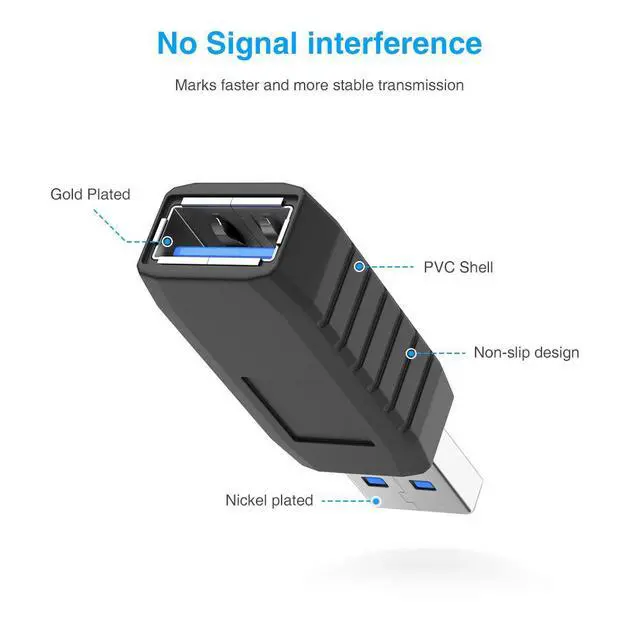 Alt view image 4 of 7 - ELUTENG USB Coupler Male to Female 4Packs USB 3.0 Type A Adapter Superspeed 5Gbps USB Port Extension Connector Bridge Compatible with Laptop Computer Hard Drive Printer Camera