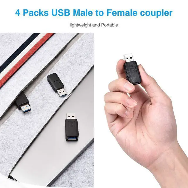 Alt view image 6 of 7 - ELUTENG USB Coupler Male to Female 4Packs USB 3.0 Type A Adapter Superspeed 5Gbps USB Port Extension Connector Bridge Compatible with Laptop Computer Hard Drive Printer Camera
