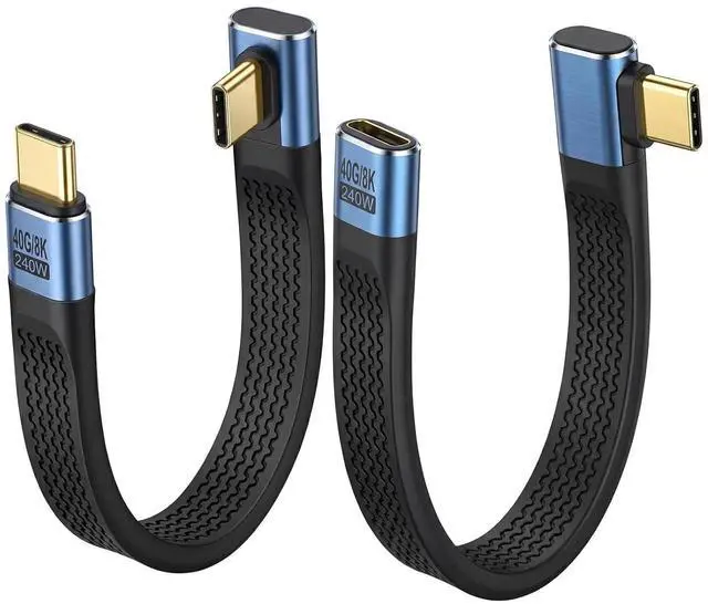 Main image of ELUTENG 0.45ft Right Angle USB C Cable 240W Fast Charging Short 90 Degree Type C Cable 40Gbps Data Transfer 8K@60Hz Video Display USB 4 Cable for iPhone 17 16 15 Pro Max, iPad Pro, Thunderbolt 4