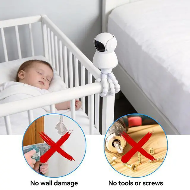 Alt view image 6 of 7 - ELUTENG Universal Baby Monitor Holder, Adjustable Baby Camera Mount Stand for Most Baby Monitors, Nursery Shelf for Baby Bed & Crib Borders