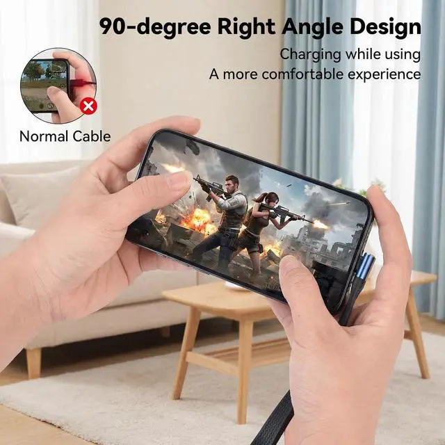 Alt view image 5 of 7 - ELUTENG 0.45ft Right Angle USB C Cable 240W Fast Charging Short 90 Degree Type C Cable 40Gbps Data Transfer 8K@60Hz Video Display USB 4 Cable for iPhone 17 16 15 Pro Max, iPad Pro, Thunderbolt 4