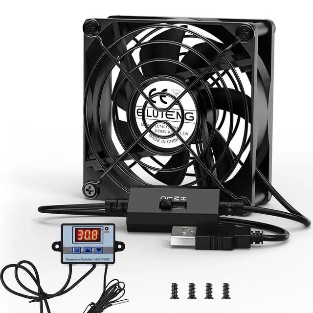 Main image of ELUTENG 80mm USB Fan with 3 Speed Control Max 33CFM Airflow 5V Quiet Cooling Ventilator Double Sided Metal Grill Ventilation USB Powered Blower for WiFi Router, DVR, Xbox, PS6 PS5, Cabinet