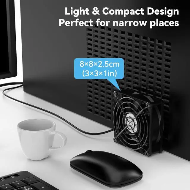 Alt view image 2 of 7 - ELUTENG 80mm USB Fan with 3 Speed Control Max 33CFM Airflow 5V Quiet Cooling Ventilator Double Sided Metal Grill Ventilation USB Powered Blower for WiFi Router, DVR, Xbox, PS6 PS5, Cabinet