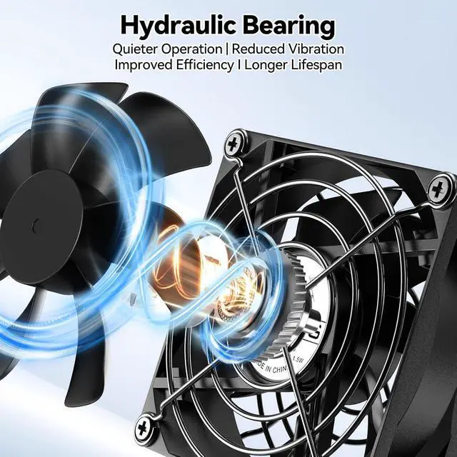 Alt view image 4 of 7 - ELUTENG 80mm USB Fan with 3 Speed Control Max 33CFM Airflow 5V Quiet Cooling Ventilator Double Sided Metal Grill Ventilation USB Powered Blower for WiFi Router, DVR, Xbox, PS6 PS5, Cabinet