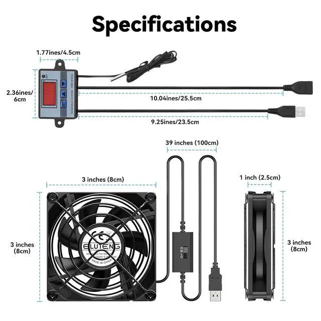 Alt view image 6 of 7 - ELUTENG 80mm USB Fan with 3 Speed Control Max 33CFM Airflow 5V Quiet Cooling Ventilator Double Sided Metal Grill Ventilation USB Powered Blower for WiFi Router, DVR, Xbox, PS6 PS5, Cabinet