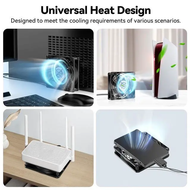 Alt view image 7 of 7 - ELUTENG 80mm USB Fan with 3 Speed Control Max 33CFM Airflow 5V Quiet Cooling Ventilator Double Sided Metal Grill Ventilation USB Powered Blower for WiFi Router, DVR, Xbox, PS6 PS5, Cabinet
