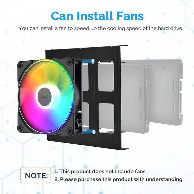 Alt view image 4 of 7 - ELUTENG 2.5" to 3.5" Hard Drive Adapter, 2-Pack Double-Deck HDD SSD Mounting Bracket, Metal HDD SSD Holder with Mounting Screws, Internal Hard Drive Bay Mounting Bracket for PC