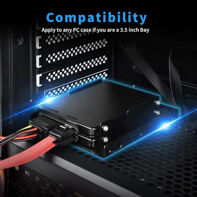 Alt view image 6 of 7 - ELUTENG 2.5" to 3.5" Hard Drive Adapter, 2-Pack Double-Deck HDD SSD Mounting Bracket, Metal HDD SSD Holder with Mounting Screws, Internal Hard Drive Bay Mounting Bracket for PC